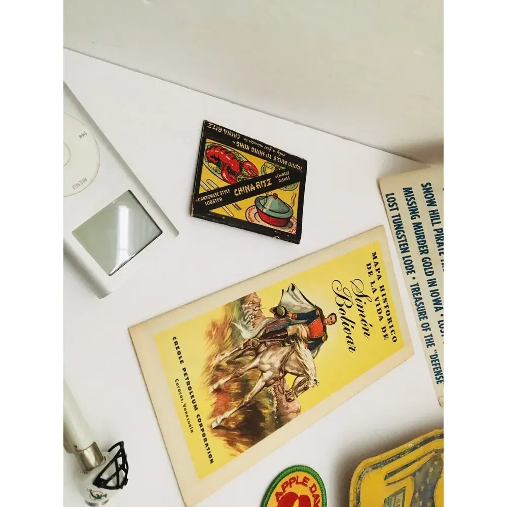 Junk Drawer Lot Vtg Key Chains Patches Baseball Cards Map Type 99 Model Military